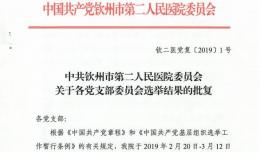 中共欽州市第二人民醫(yī)院委員會關于各黨支部委員會選舉結(jié)果的批復